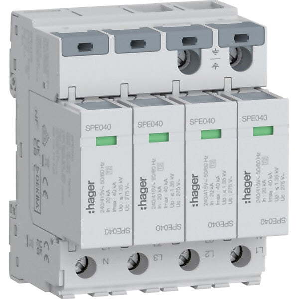 Hager Überspannungsabl 4P TNS 40 kA SPE440S